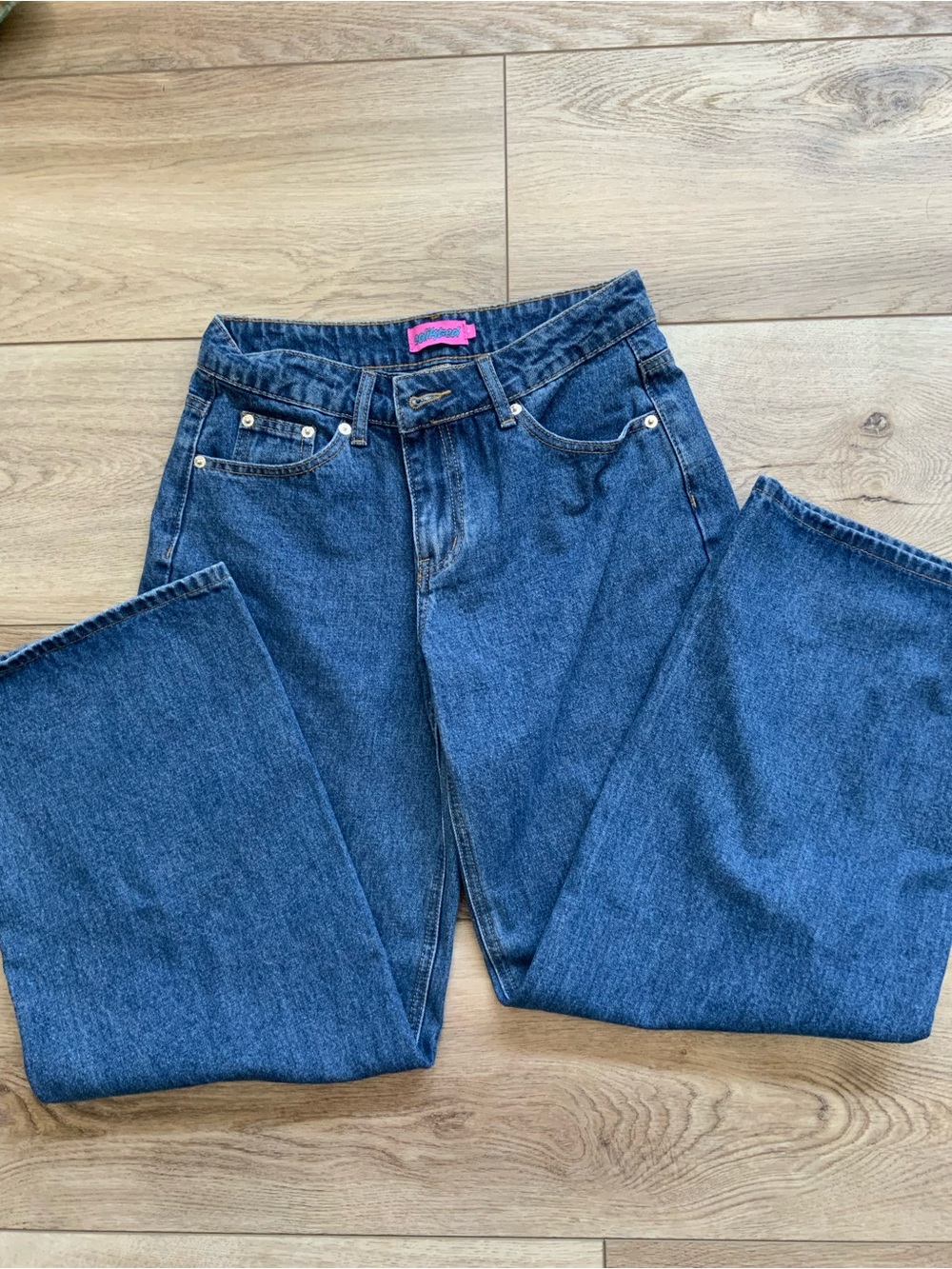 Edikted Women's Straight Leg Jeans in Dark Blue Denim